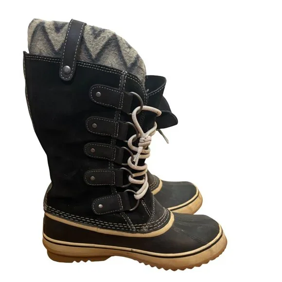 Sorel Joan of Arctic Knit II Waterproof Winter Boots Black Womens Size 9 Lace Up - Picture 7 of 9